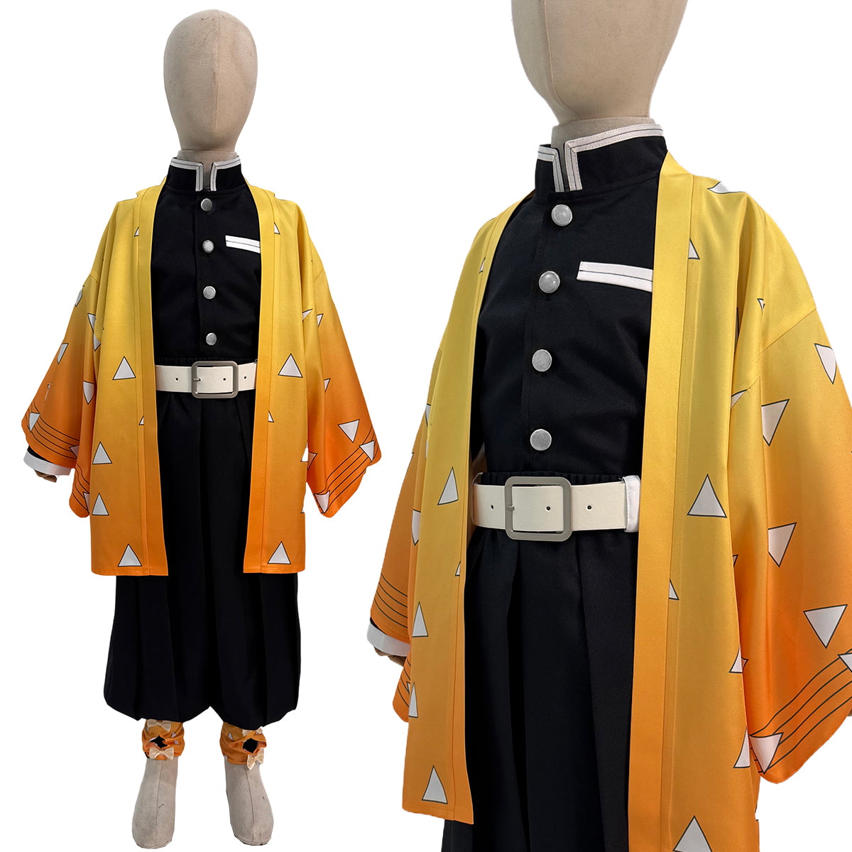 【新着商品】HOLOUN 鬼殺の隊シリーズ 子供用 我妻善逸のコスプレ服 子供用サイズ ハロウィン アニメハロウィン仮装 衣装 セット クリスマス イベント  アニメ 演出服
