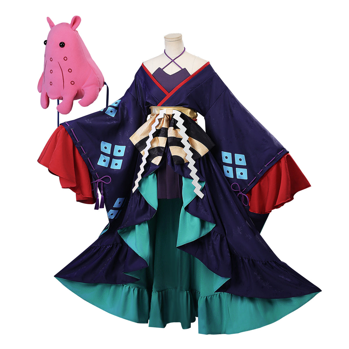 超かぐや姫！ 月見ヤチヨ コスプレ 衣装　mサイズ　メンダコ　ウィッグ付き！ 在庫品】超物語かぐや姫 月見ヤチヨのコスプレ服 ハロウィン仮装 衣装