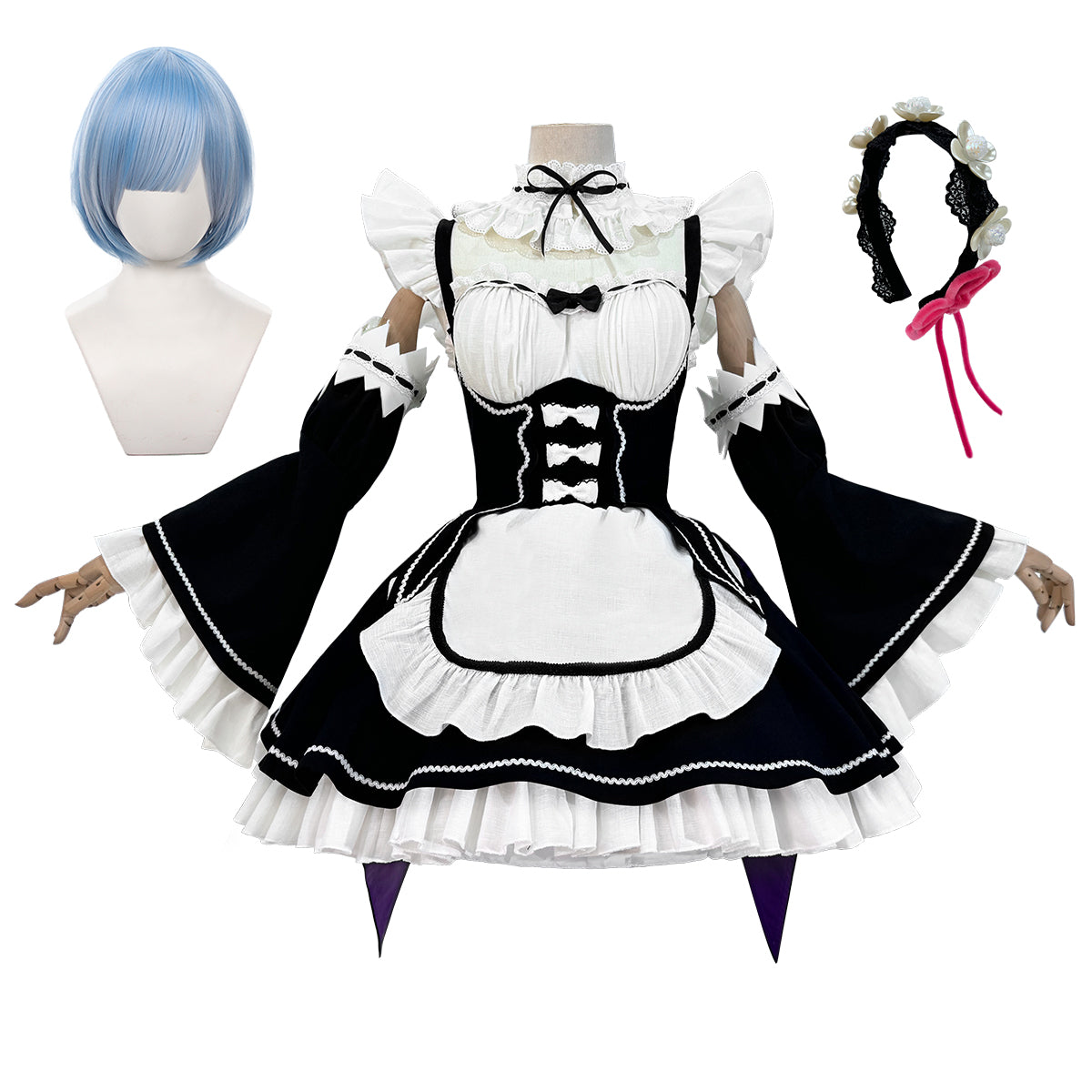 【在庫品】HOLOUN 異世界の生活 レム メイド服 コスチューム コスプレ衣装 アニメハロウィン仮装 衣装 ハロウィン仮装 演出服