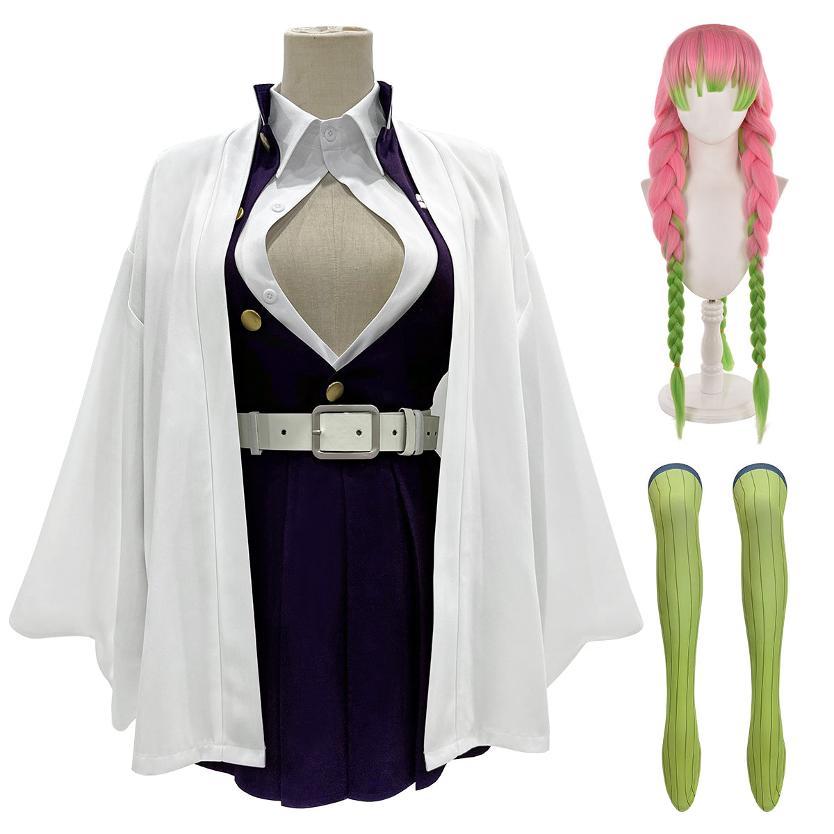 在庫品】HOLOUN 鬼殺の隊 甘露寺蜜璃コスプレ服 ハロウィン アニメ