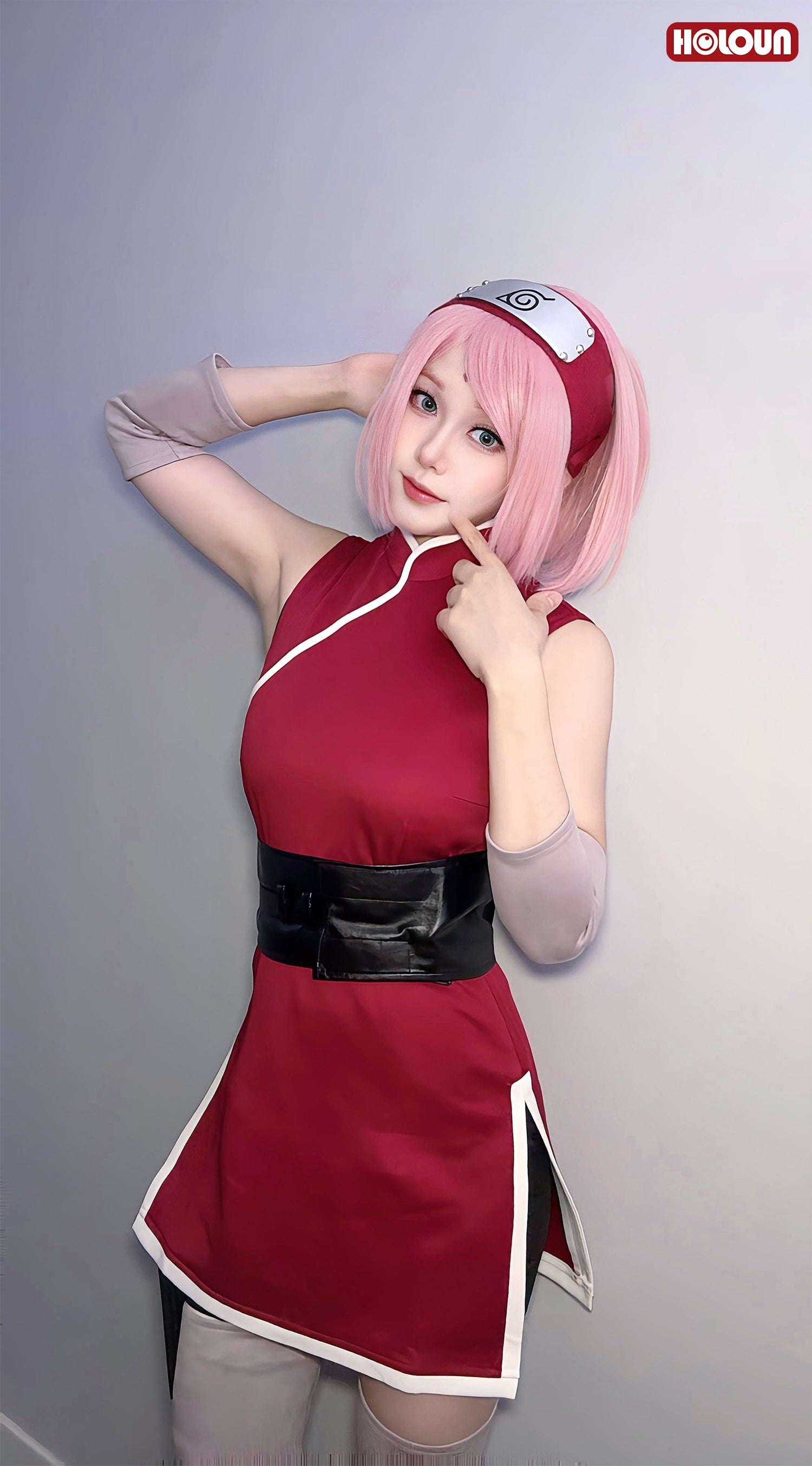 【在庫品】HOLOUN なるとNaルto疾風伝 忍び 忍者 THE LAST劇場版 上忍時代 春野サクラのコスプレ服 ハロウィン仮装 衣装 セット クリスマス イベント  ゲーム仮装 アニメ 演出服