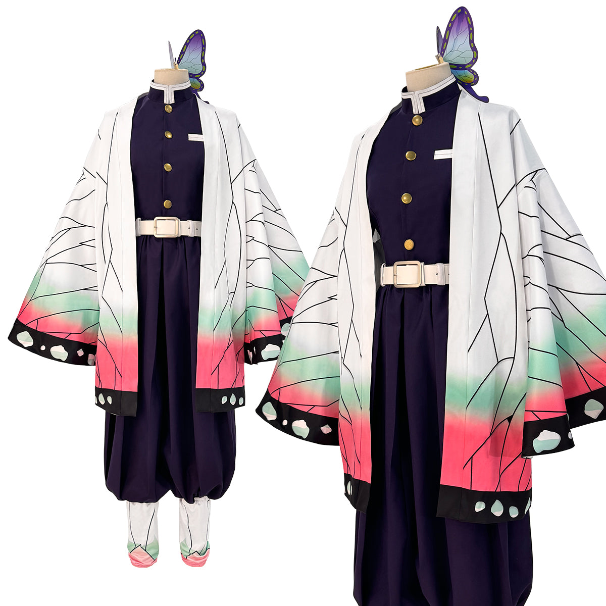 【新着商品】HOLOUN 鬼殺の隊 蝴蝶しのぶコスプレ服 ハロウィン アニメハロウィン仮装 衣装 セット クリスマス イベント  アニメ 演出服