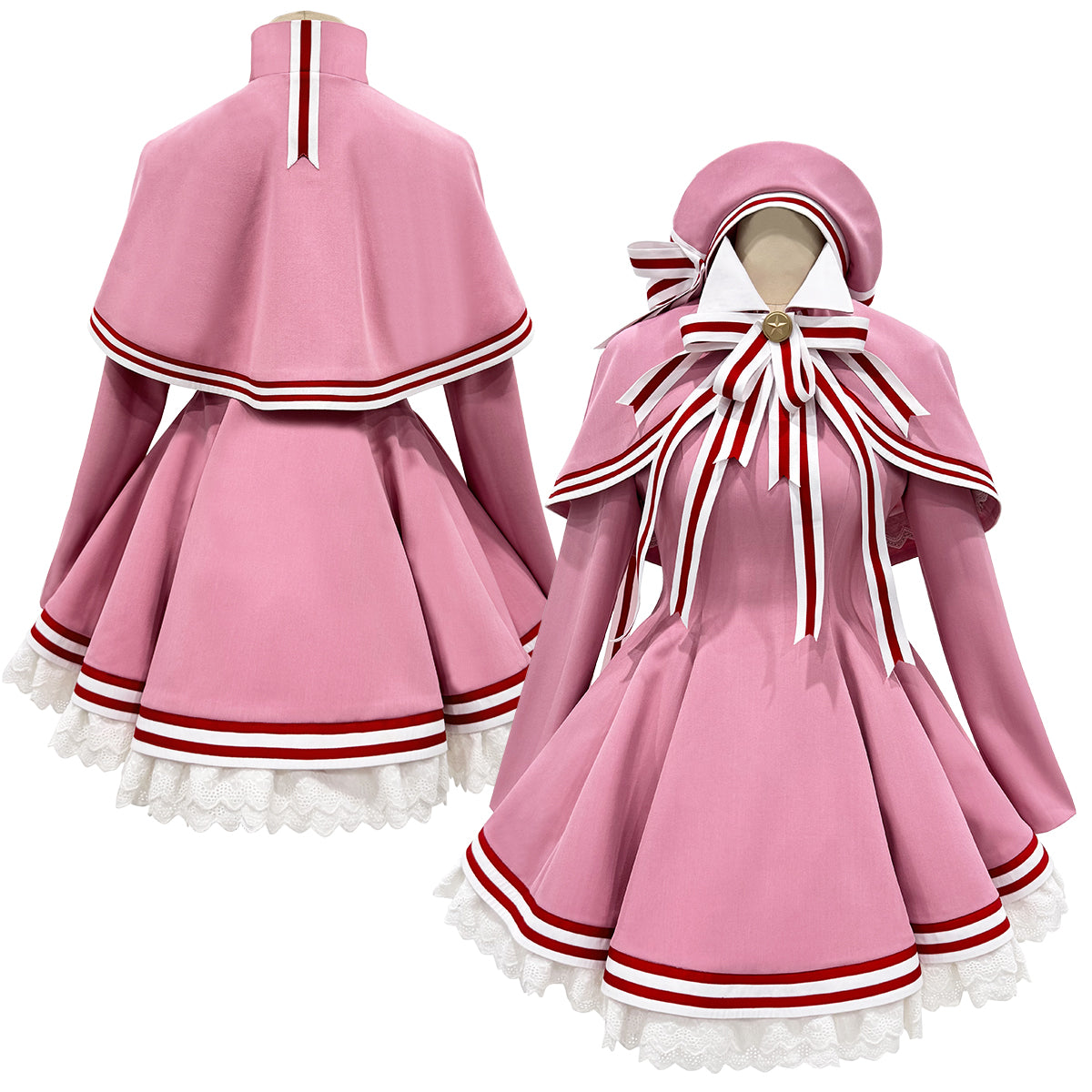 【在庫品】HOLOUN 魔法少女さくら クリアカード編 木之本桜 ワンピース ピンク変身戦闘服 コスプレ服 ハロウィン仮装 衣装 セット クリスマス イベント  ゲーム仮装 アニメ 演出服