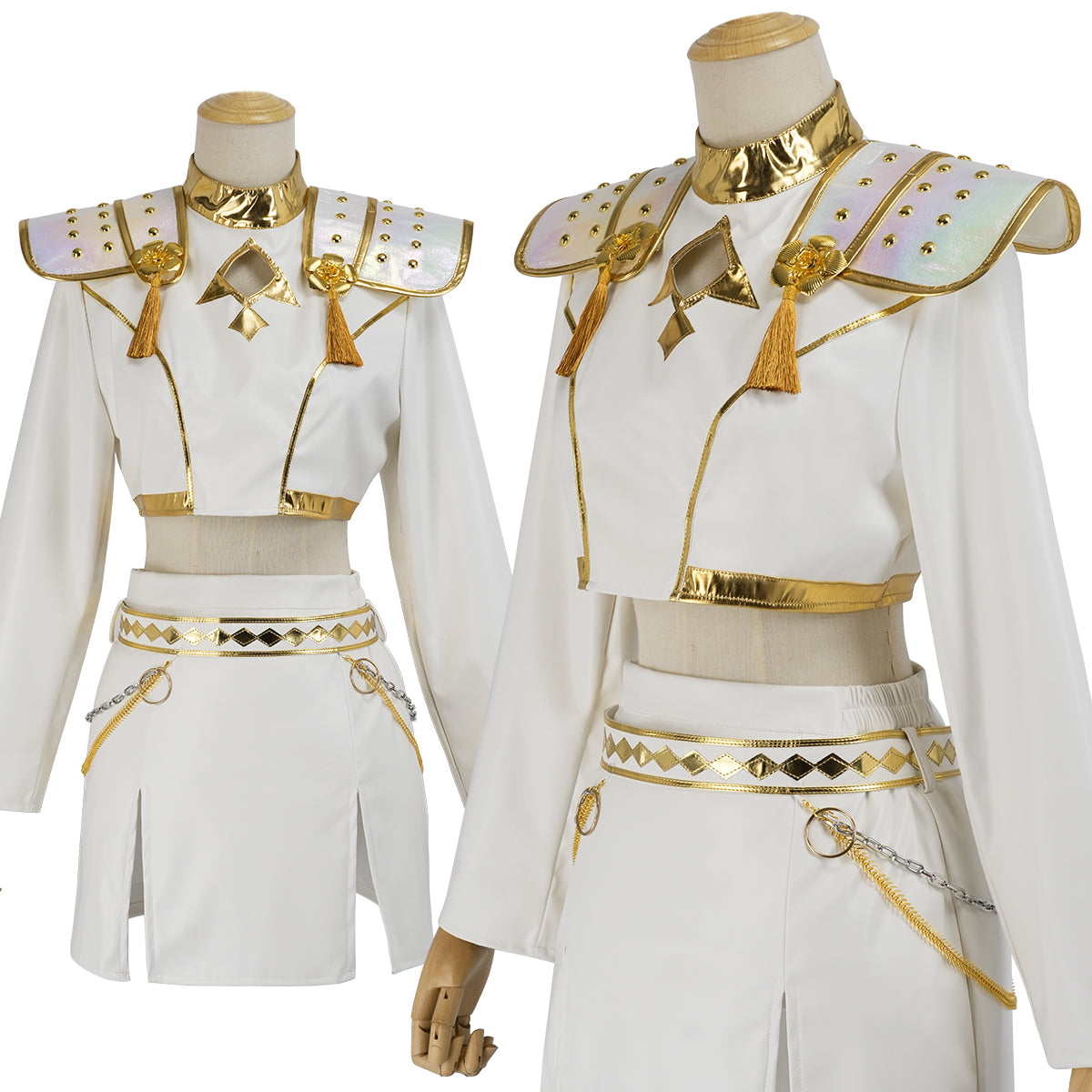 【在庫品】HOLOUN KPOPガールズ! デーモン・ハンターズ kpop demon hunters ホワイト ルミRumi ゾーイZoe ミラMira 演出服 舞台服 アニメ仮装 ハロウィンコスプレ衣装 クリスマス イベント