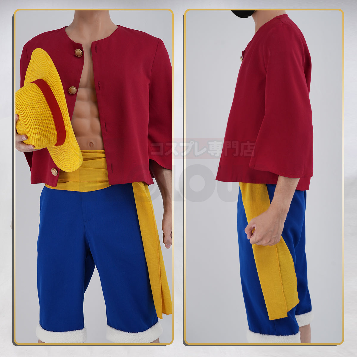 【在庫品】HOLOUN ONEピース モンキー・D・ルフィのコスプレ衣装  cosplay ハロウィン 変装 仮装 コスプレ演出服 コスチューム 舞台装 クリスマス 祝日贈り物