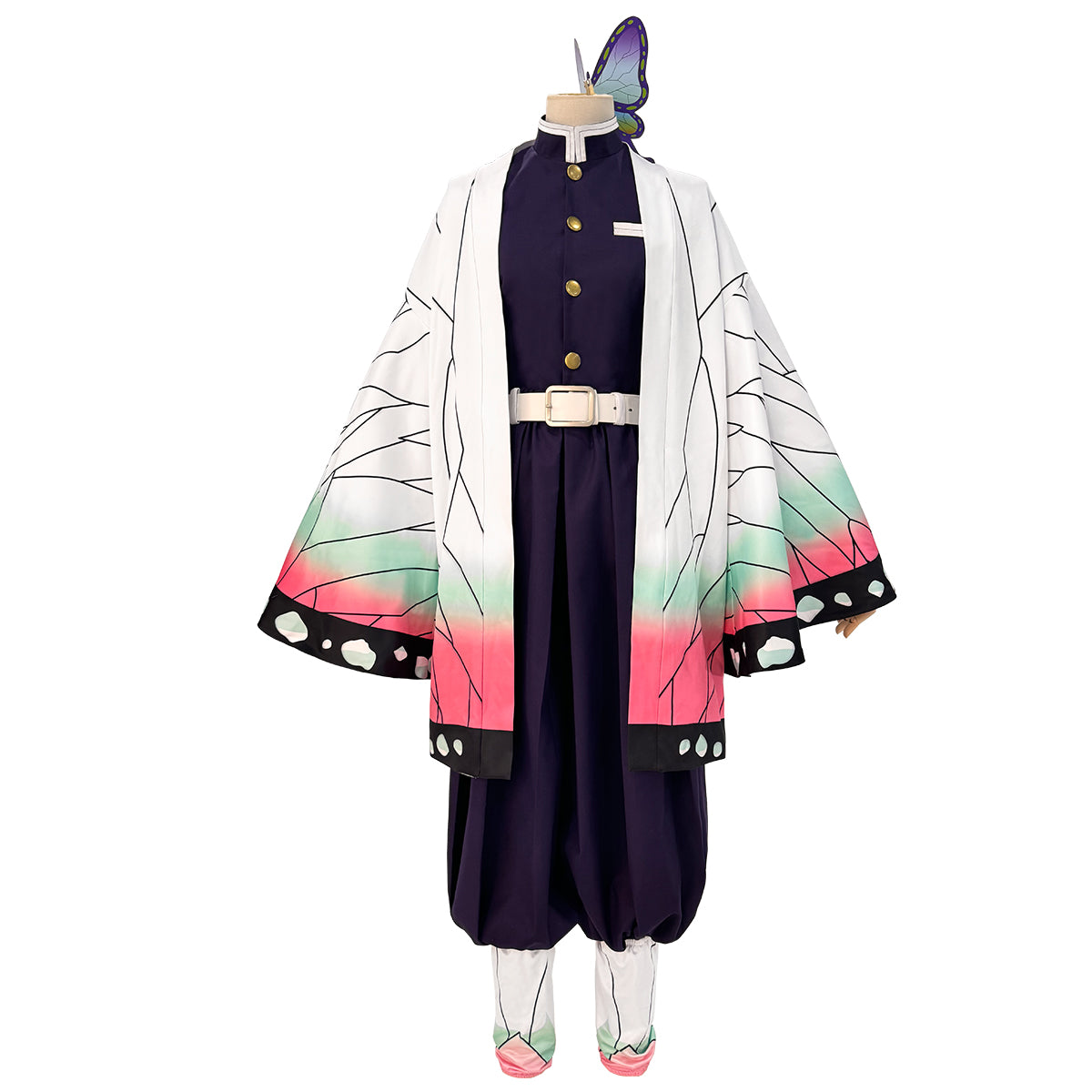 【在庫品】HOLOUN 鬼殺の隊 胡蝶しのぶコスプレ服 ハロウィン アニメハロウィン仮装 衣装 セット クリスマス イベント  アニメ 演出服